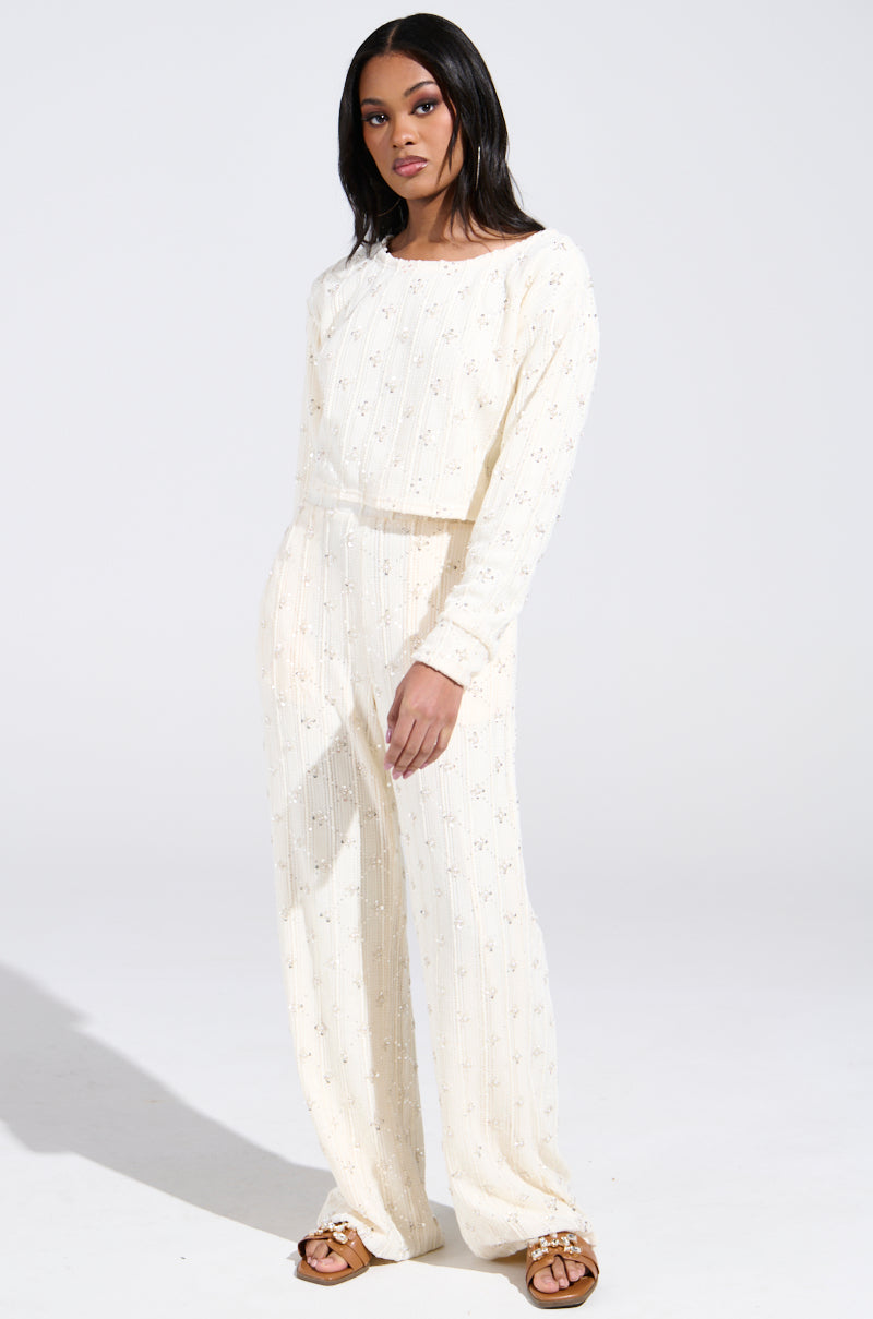 SHINE BRIGHT PEARL BOAT NECK SWEATER