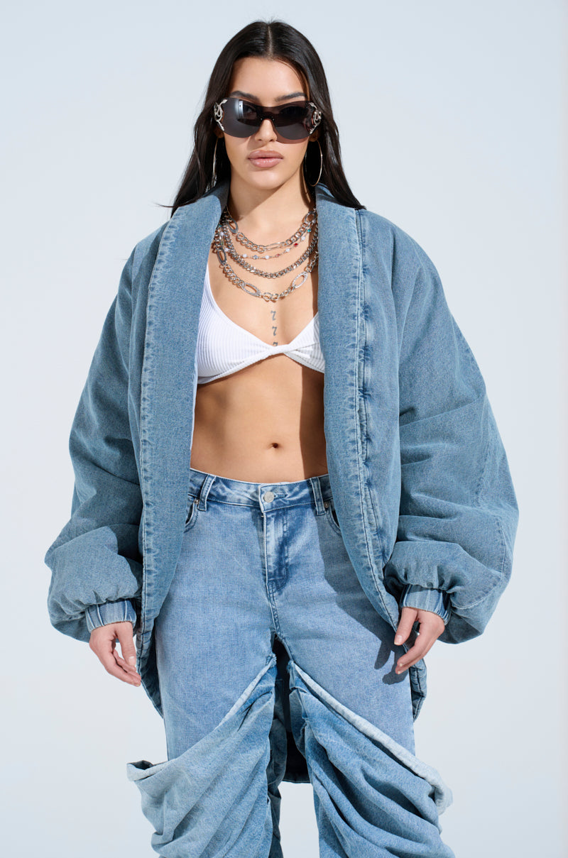LAY UP AND CHILL DENIM COCOON COAT