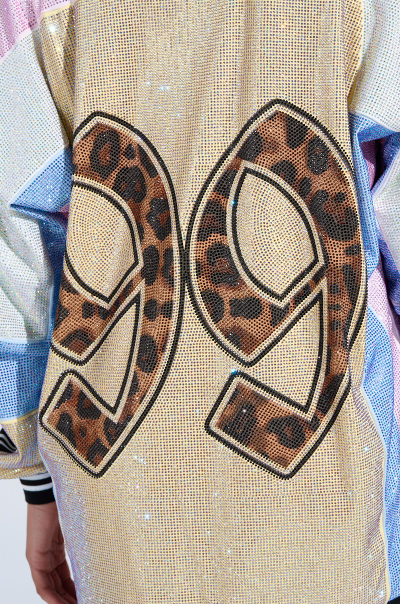 RYAN COLORBLOCK RHINESTONE JERSEY MINI DRESS IN PASTEL