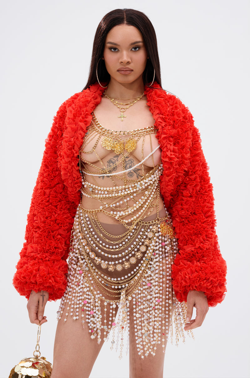 FIRED UP CHIFFON SHRUG