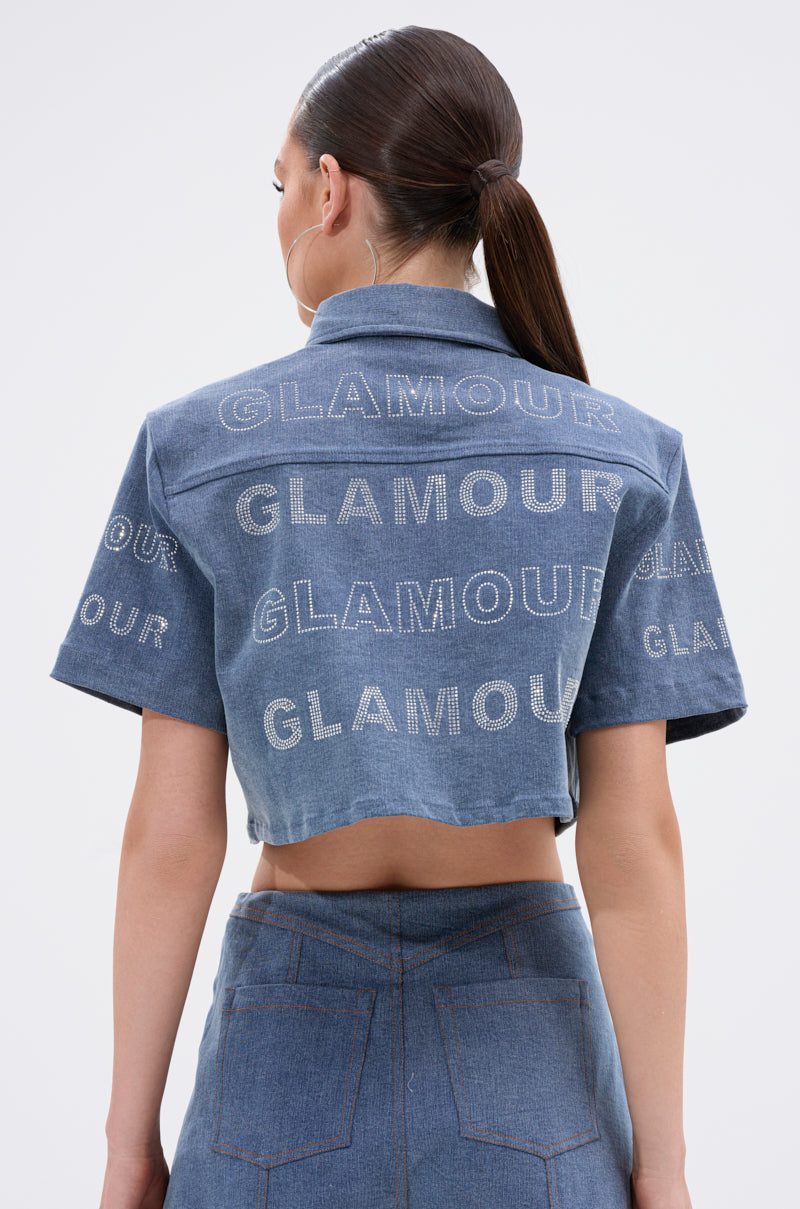 GLAM SQUAD DENIM BUTTON DOWN