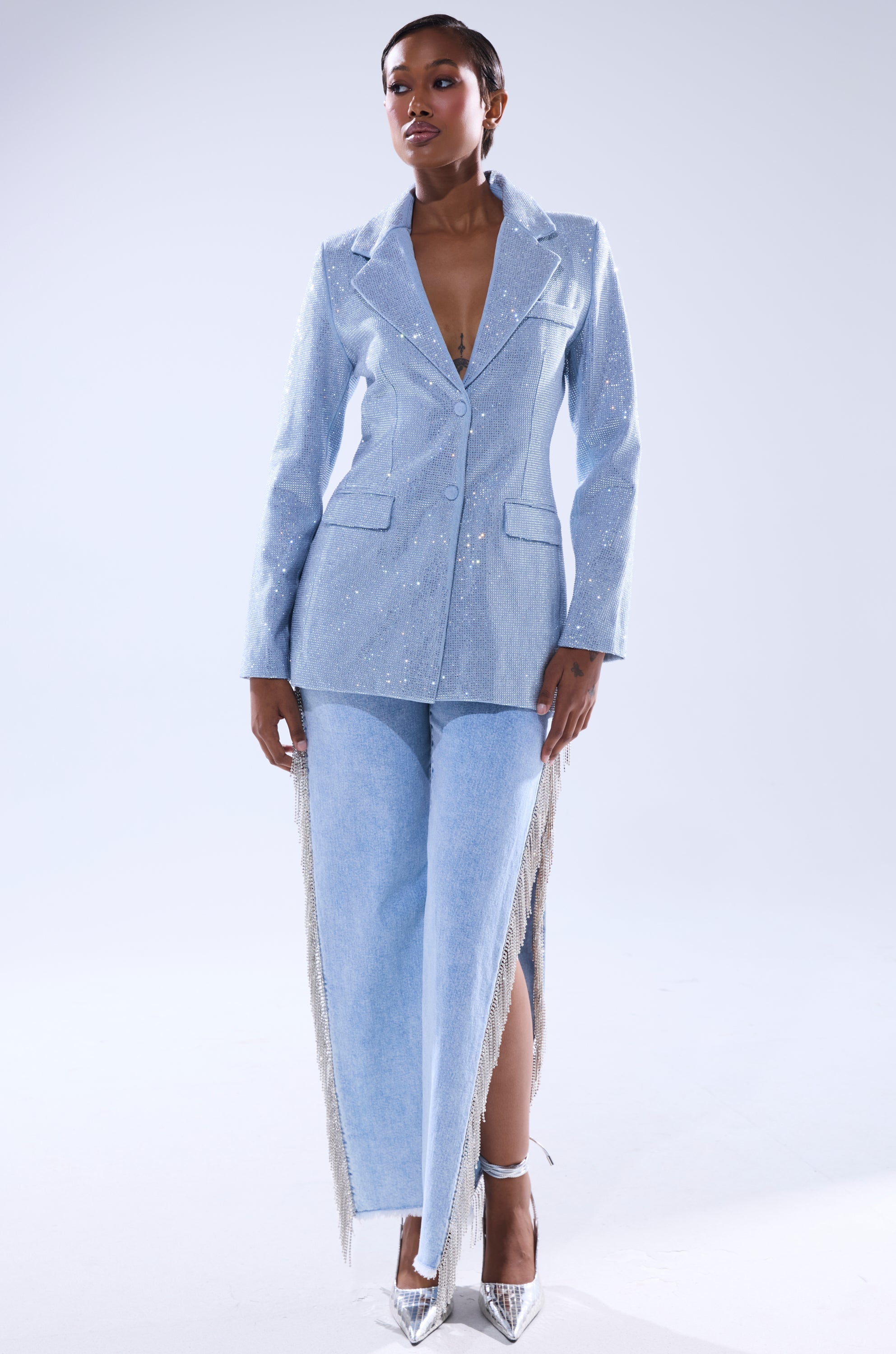 HERE FOR A GOOD TIME EMBELLISHED BLAZER