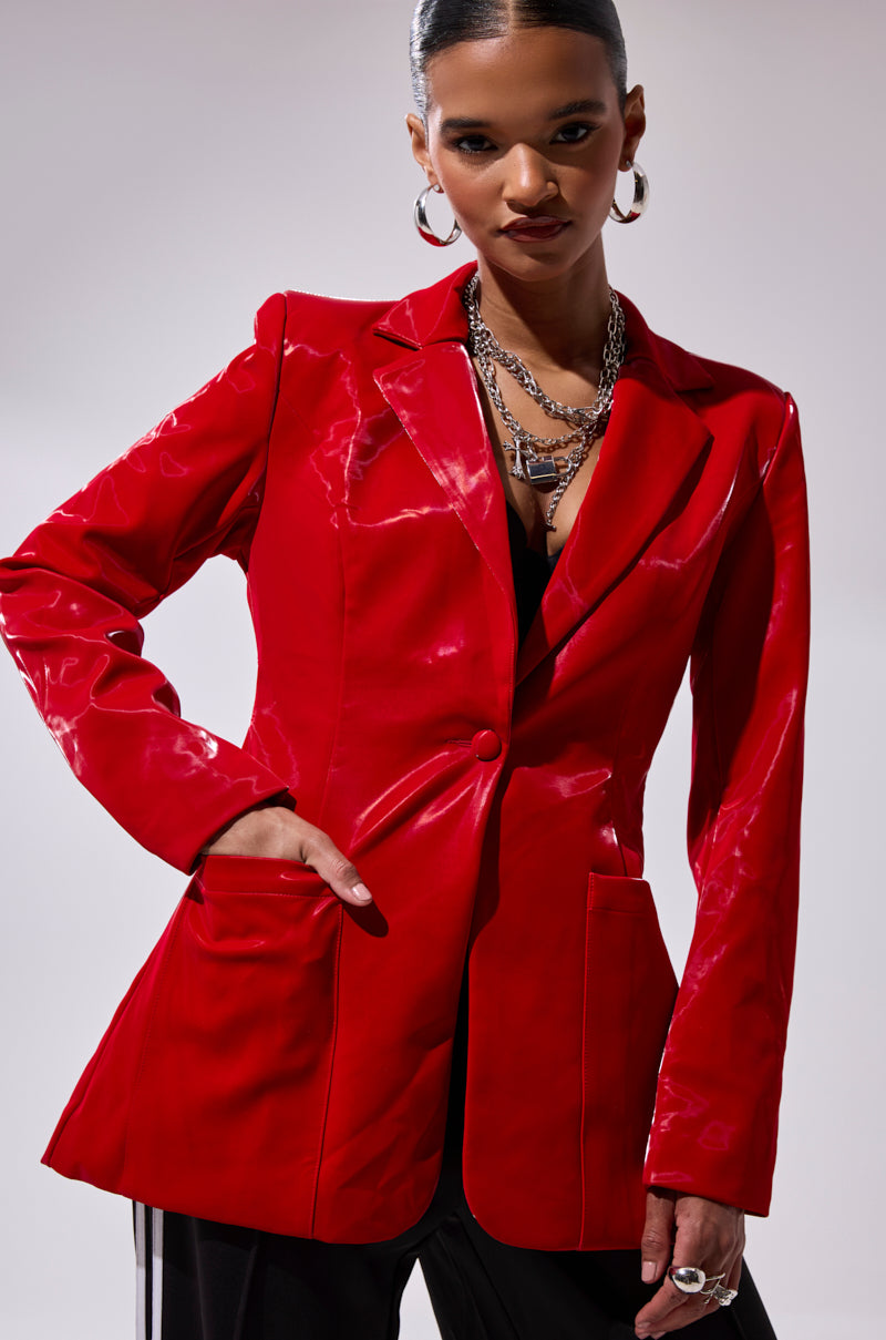 TOO SLICK LIQUID VELVET BLAZER