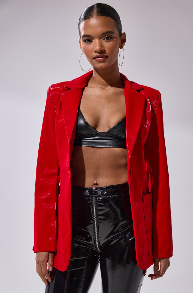 TOO SLICK LIQUID VELVET BLAZER