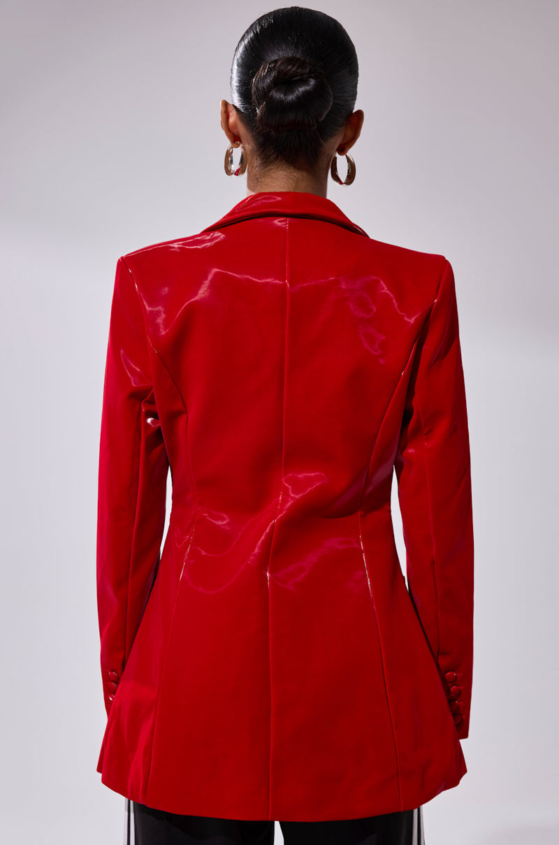 TOO SLICK LIQUID VELVET BLAZER