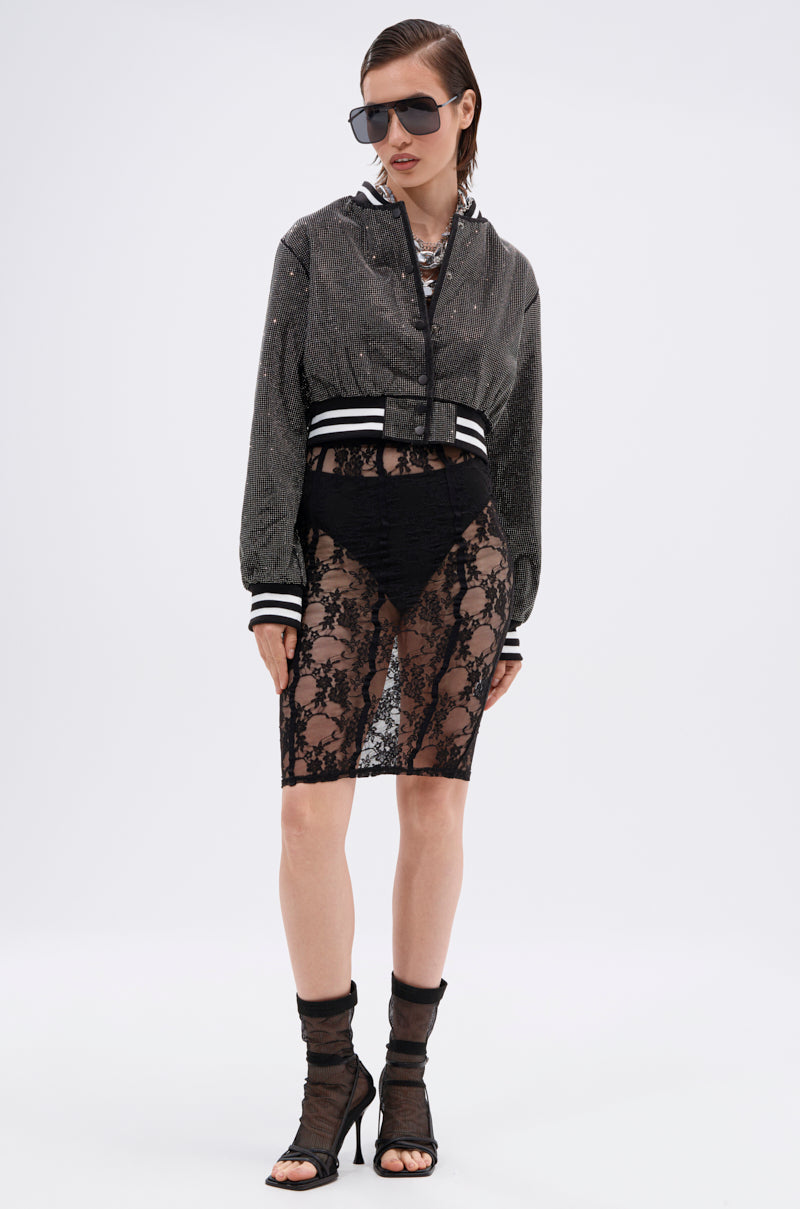 SPOTLIGHT RHINESTONE BOMBER