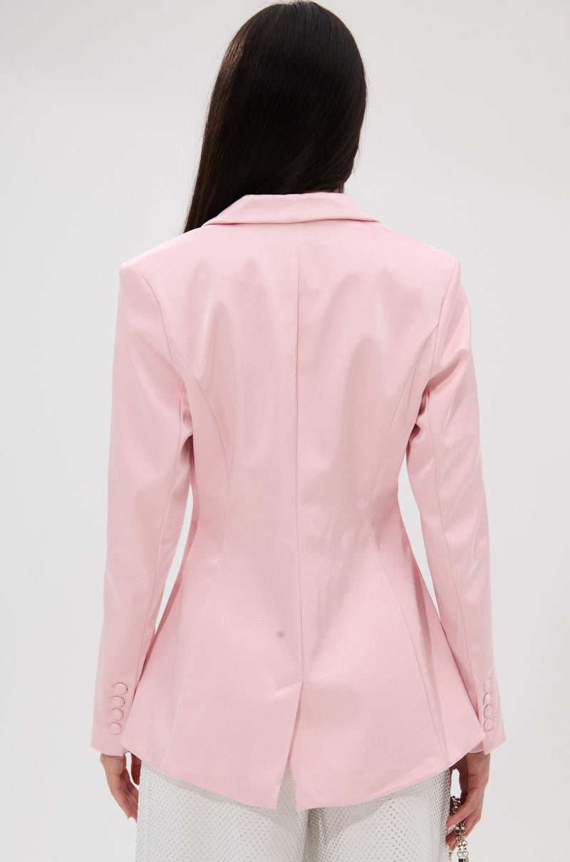 DON'T MAKE ME BLUSH SATIN BLAZER