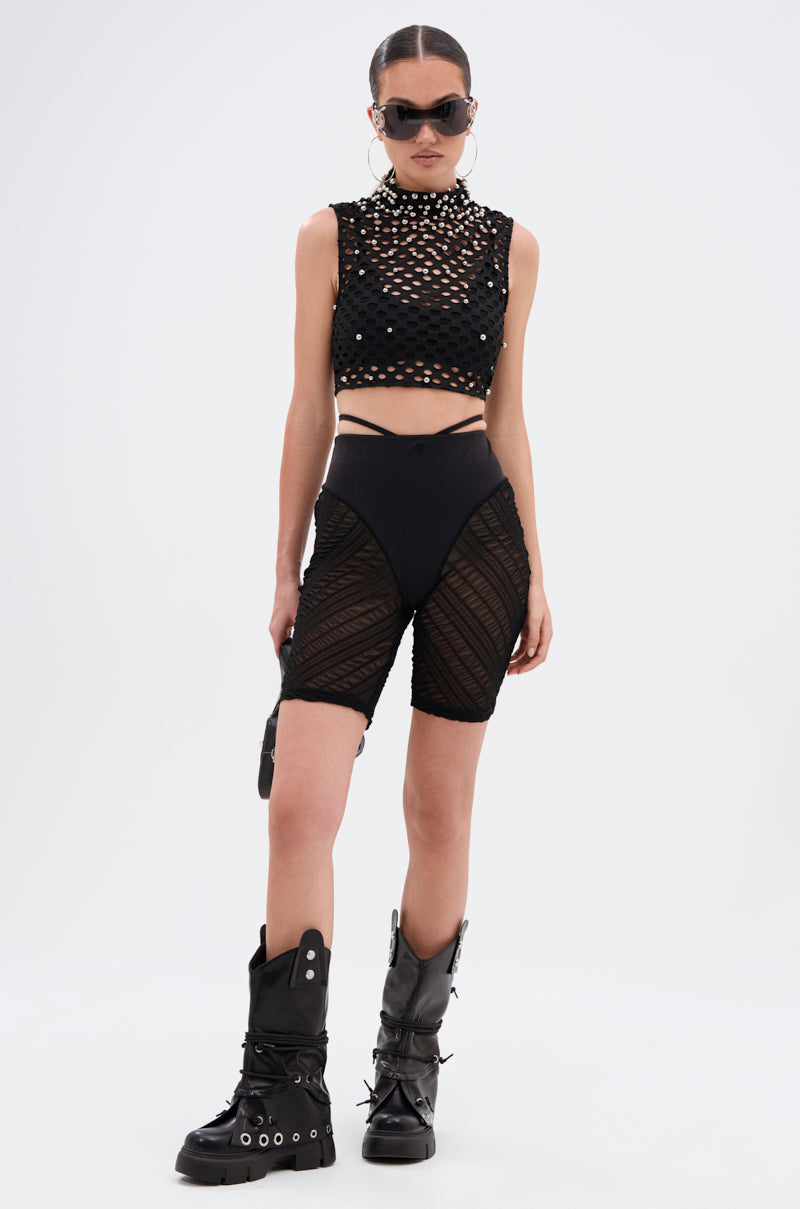 YAS QUEEN MESH BIKER SHORT