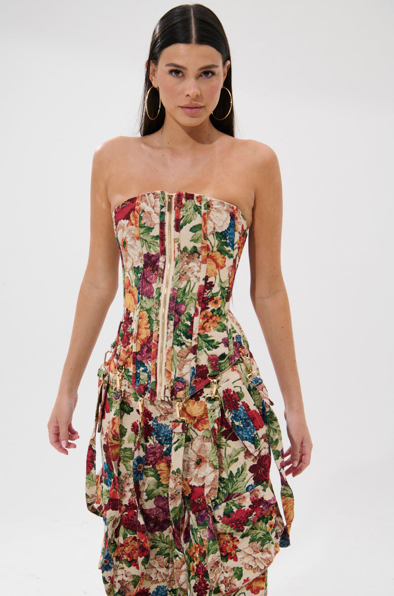 FLORAL FOR DAYS BROCADE CORSET