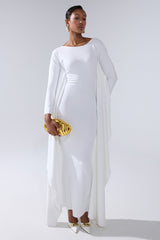 KYLIE MAXI DRESS WITH RUFFLE SLEEVES IN WHITE