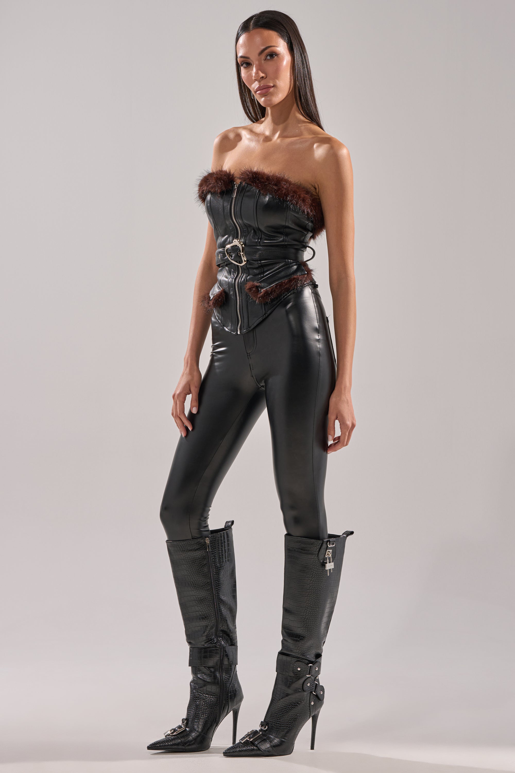 VICTORIA FUR TRIM CORSET