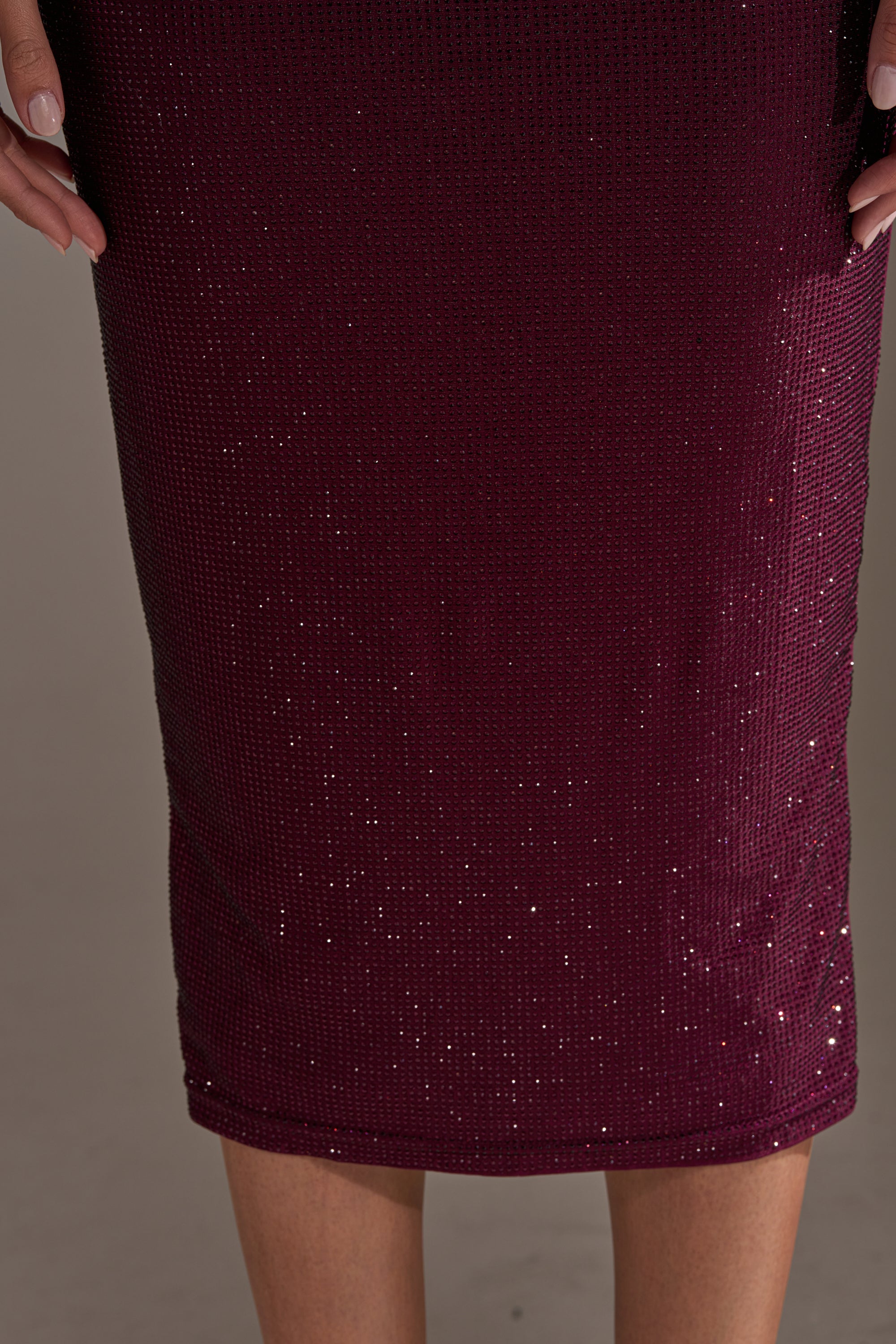 POPPIN' BOTTLES RHINESTONE MAXI DRESS IN PURPLE
