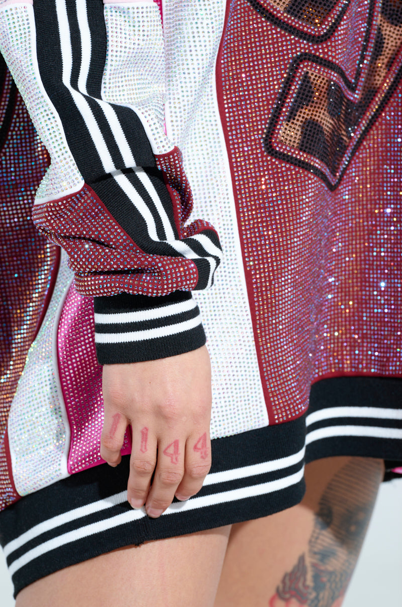 ONLY THE COOLEST RHINESTONE JERSEY DRESS