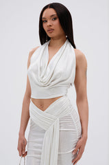 ALL OF THE GLAMOUR SLINKY HALTER NECK TOP IN WHITE