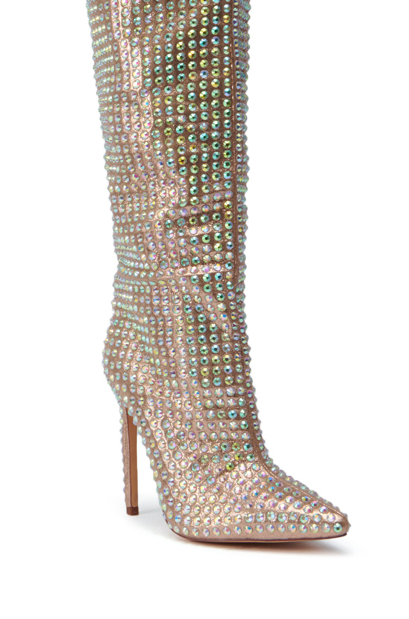 AZALEA WANG STARLEY GOLD RHINESTONE BOOT