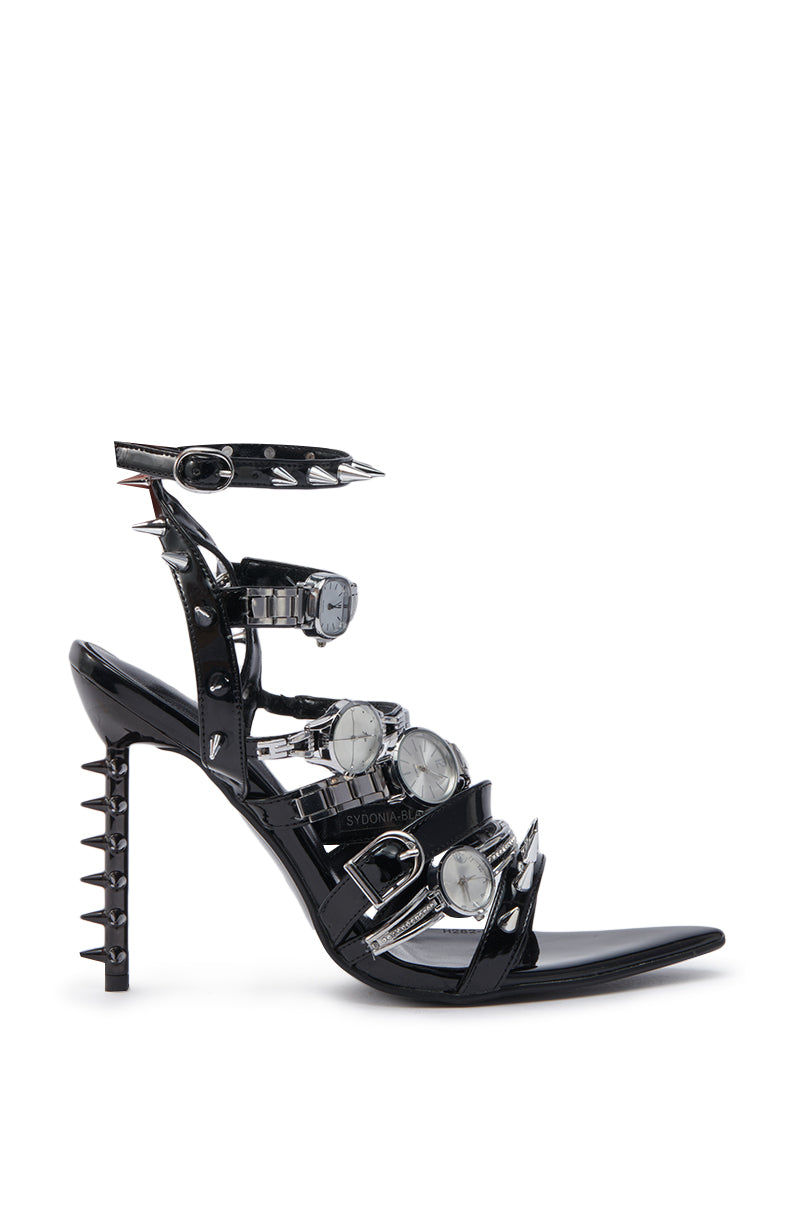 AZALEA WANG SYDONDIA BLACK WATCH SHOE STILETTO SANDAL
