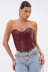 BACK IT UP CORSET TOP IN BURGUNDY