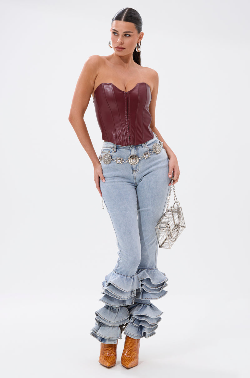BACK IT UP CORSET TOP IN BURGUNDY