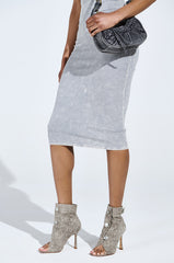 AZALEA WANG TANDY GREY DENIM OPEN TOE BOOTIE