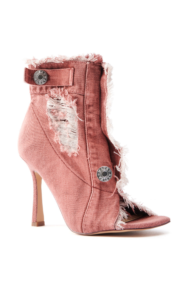 AZALEA WANG TANDY RED STILETTO OPEN TOE BOOTIE