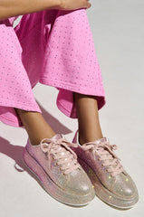 AZALEA WANG TANGY PINK OMBRE RHINESTONE SNEAKER