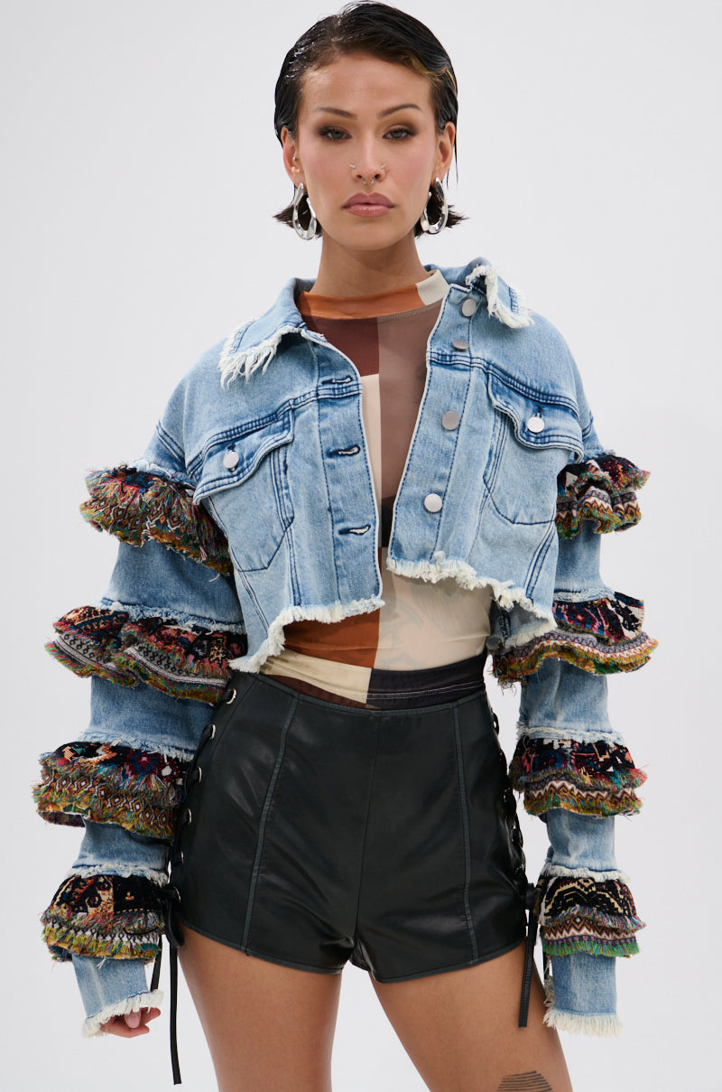 STACKED TAPESTRY DENIM JACKET