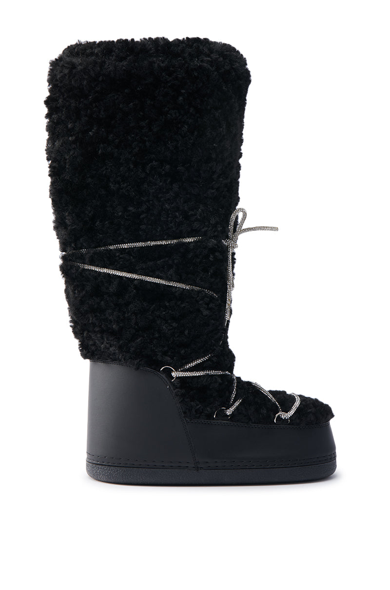 AZALEA WANG TAYTON BLACK KNEE HIGH FURRY BOOT