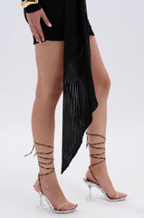 AKIRA TINKER LEOPARD LACE UP CHUNKY SANDAL