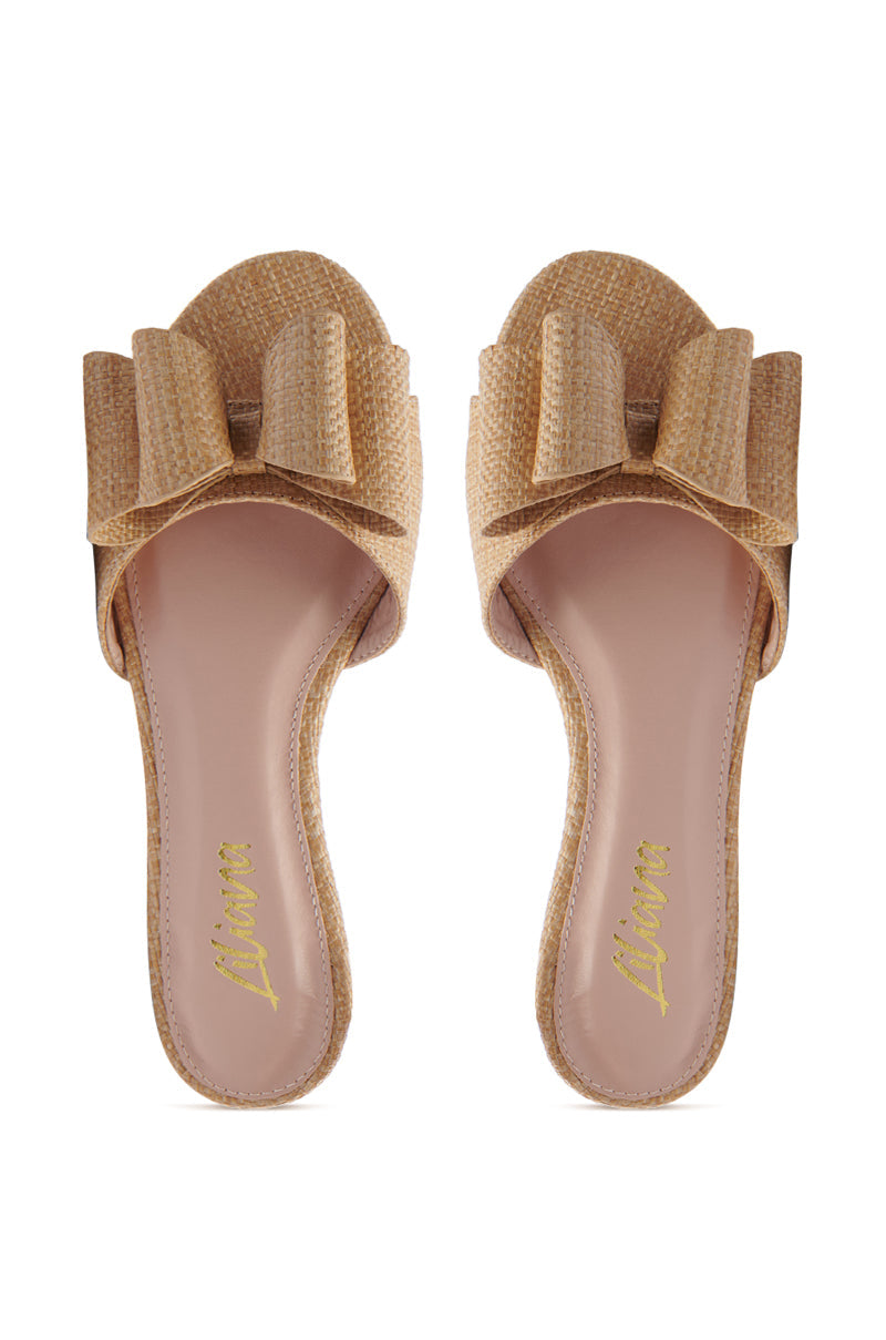 TIZZY RAFFIA FLAT BOW SANDAL