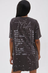 IT GIRL SPLATTERED GRAPHIC TSHIRT DRESS WITH RHINESTONES