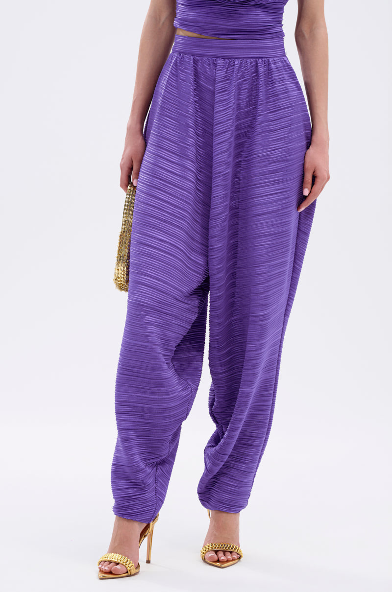 MAYAH WIDE LEG PLISSE PANT IN PURPLE