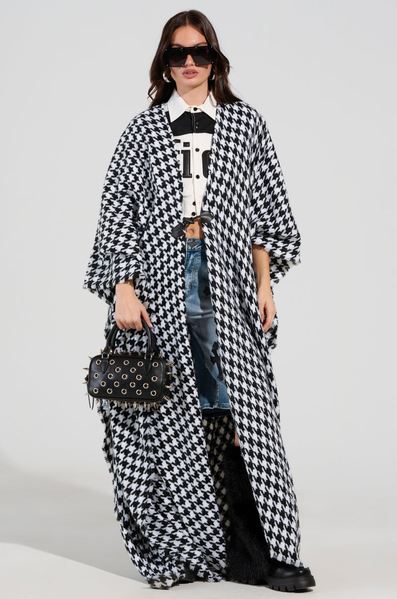 ELEVATED LIFE HOUNDSTOOTH PONCHO