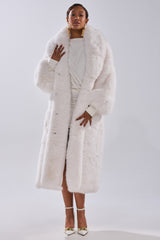 TSUNAMI FAUX FUR COAT IN WHITE