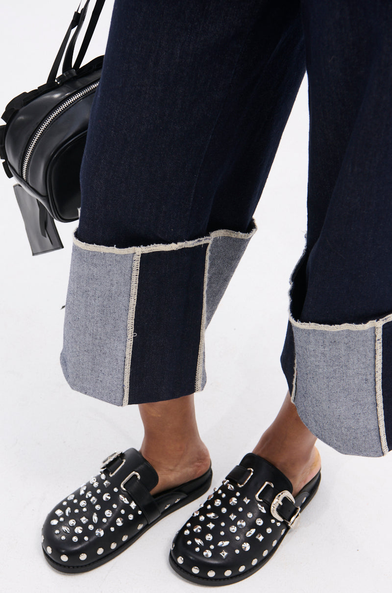 AZALEA WANG TURIN BLACK METAL EMBELLISHMENT FLAT