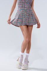 TWEED PLEATED MINI SKIRT