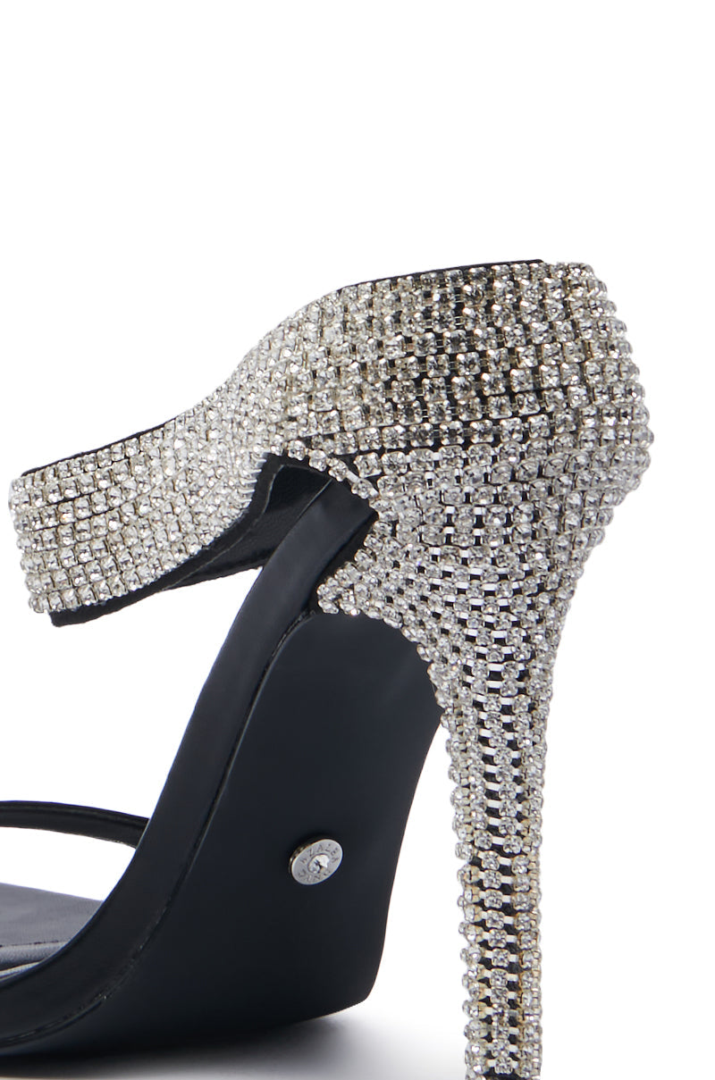 AZALEA WANG TYSSEN BLACK EMBELLISHED STILETTO SANDAL