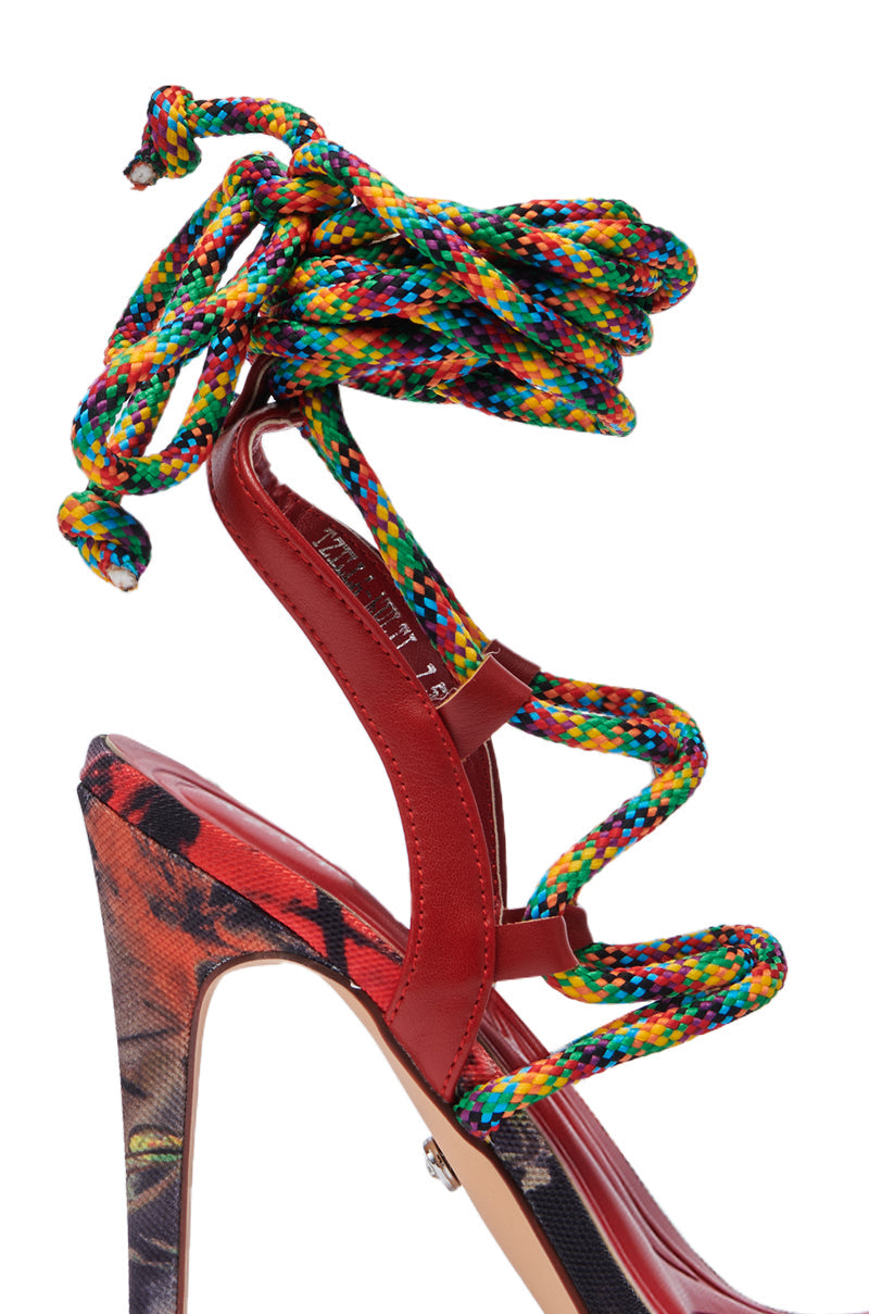 AZALEA WANG TZILLA MULTI COLOR ROPE STILETTO SANDAL