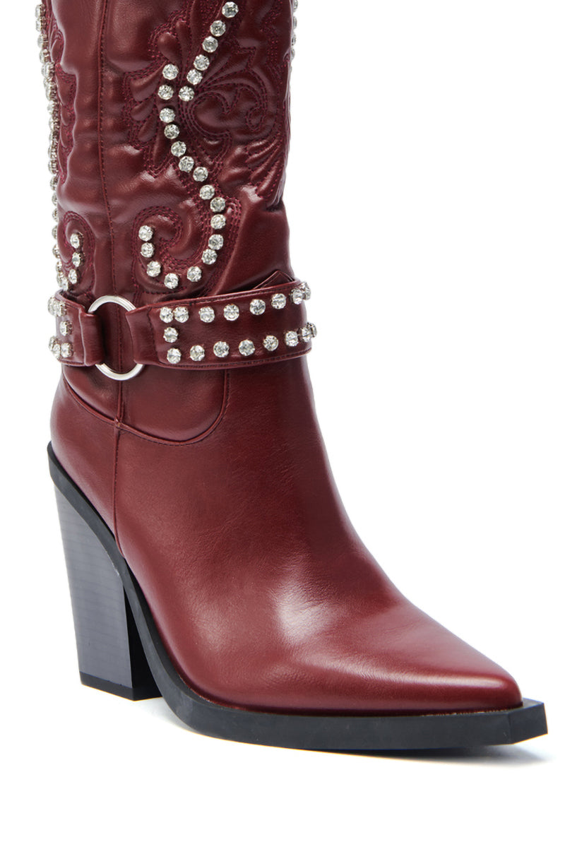 AZALEA WANG UMBRA BURGUNDY WESTERN BOOTIE