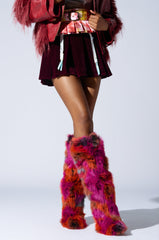 AZALEA WANG UPSETTER ORANGE MULTI FUZZY KNEE HIGH BOOT