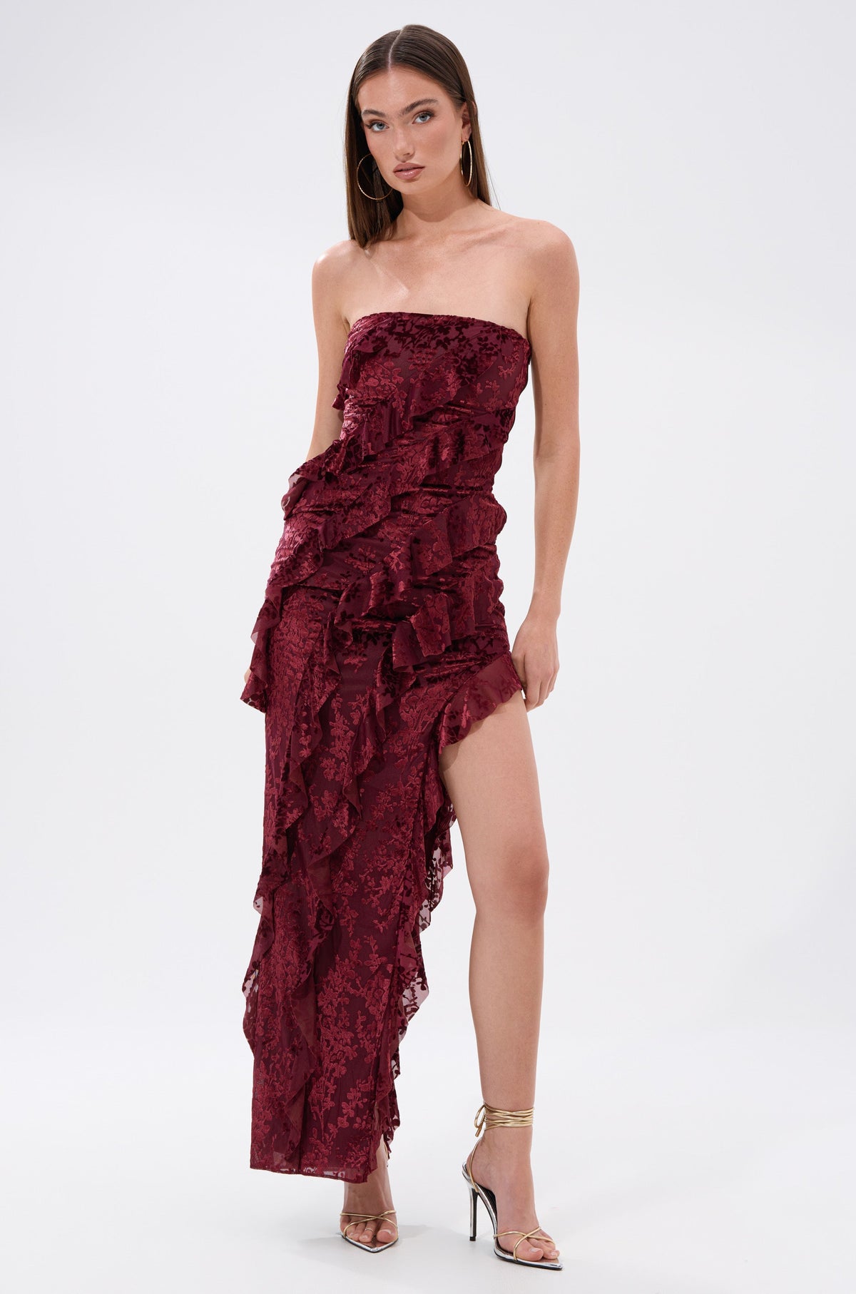 WHERE WE GOIN VELVET BURNOUT MIDI DRESS