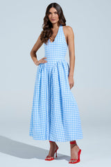 NEVER GONNA STOP PLAID MAXI DRESS
