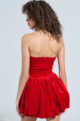 FEEL SOMETHING VELVET MINI DRESS IN RED