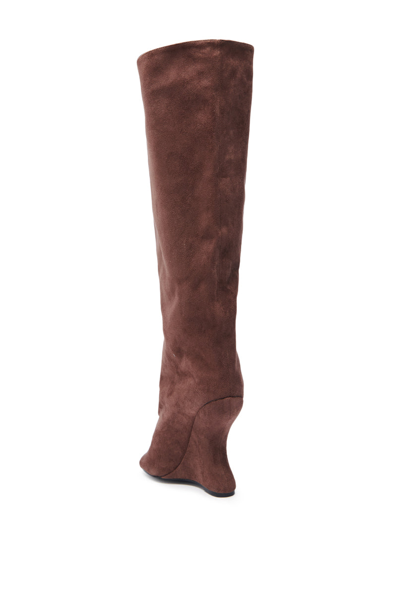 AZALEA WANG VINCENT BROWN SUEDE OPEN TOE BOOT