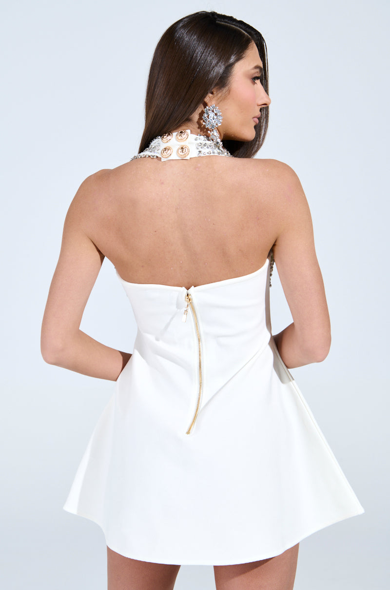 TOO HOT FOR YOU BANDAGE MINI DRESS IN WHITE