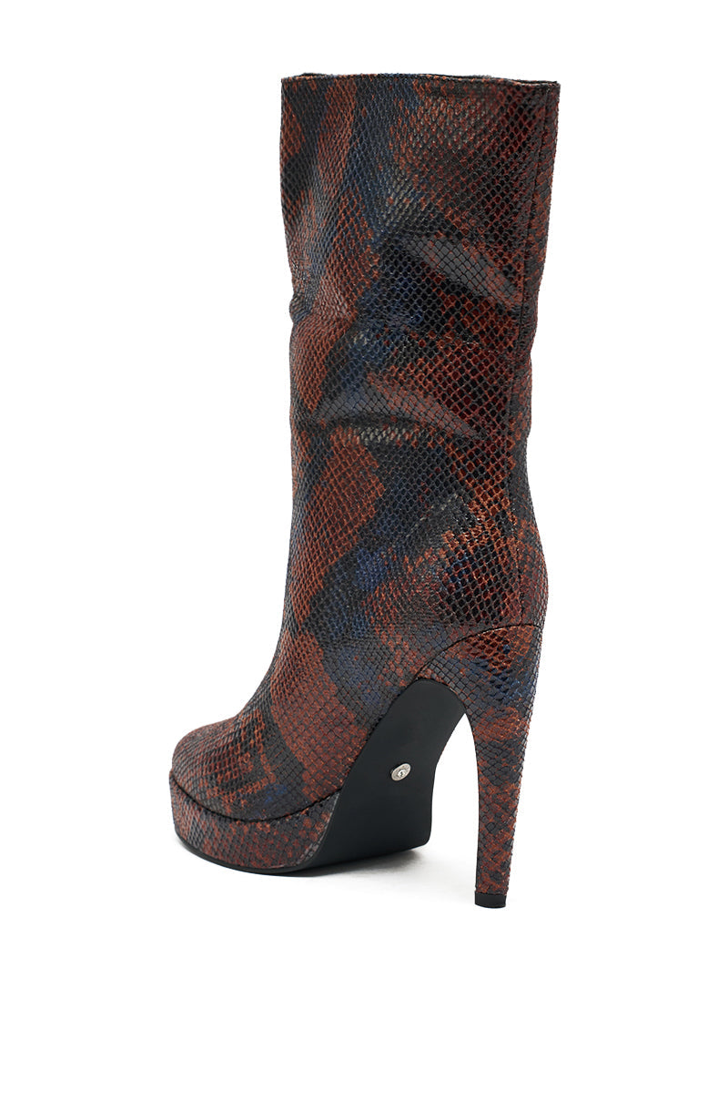 AZALEA WANG WENONA BROWN MULTI SNAKE BOOTIE