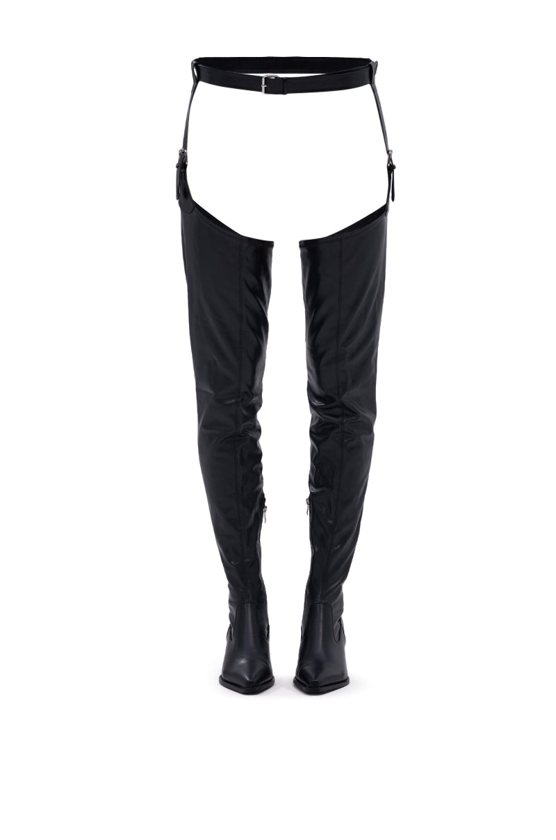 AZALEA WANG WESTLANN BLACK PU CHAP BOOT