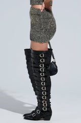 WRAPPED IN GOLD FITTED KNIT MINI SKIRT