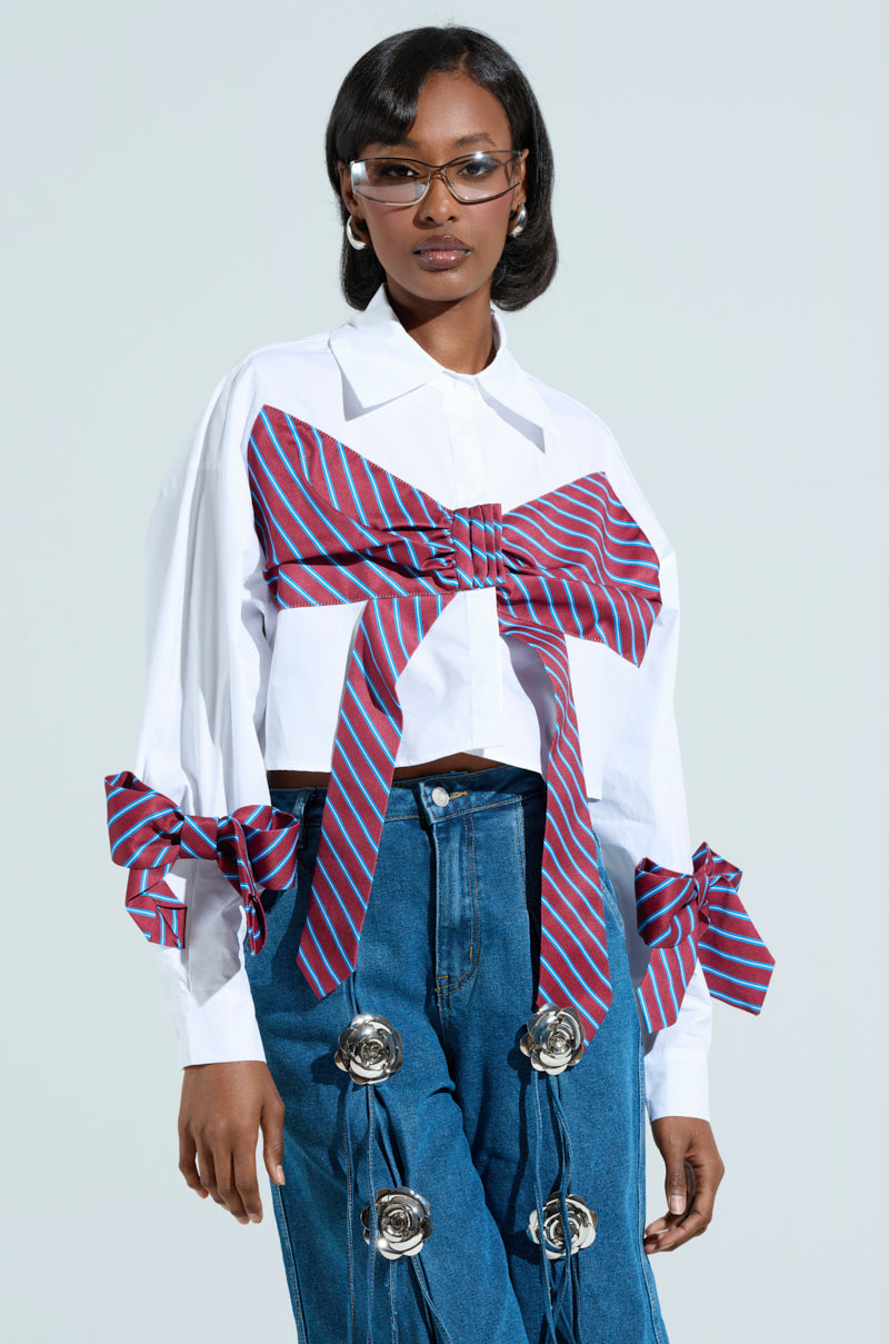 TIED TO YOU BUTTON DOWN BLOUSE