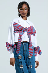 TIED TO YOU BUTTON DOWN BLOUSE