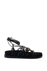 AZALEA WANG XYLA BLACK FAUX SUEDE SANDAL